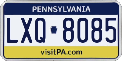 PA license plate LXQ8085