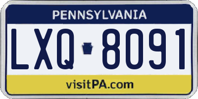 PA license plate LXQ8091