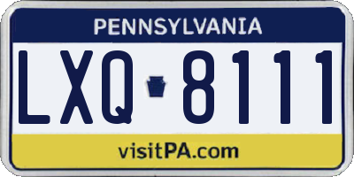 PA license plate LXQ8111