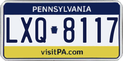 PA license plate LXQ8117
