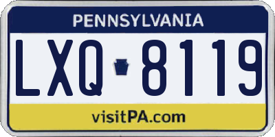 PA license plate LXQ8119