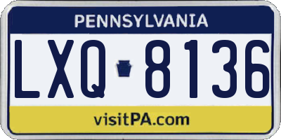 PA license plate LXQ8136