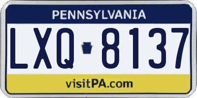 PA license plate LXQ8137