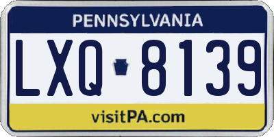 PA license plate LXQ8139