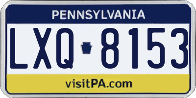 PA license plate LXQ8153
