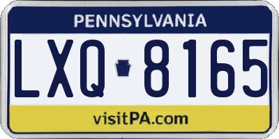 PA license plate LXQ8165