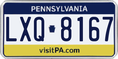 PA license plate LXQ8167