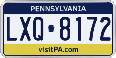 PA license plate LXQ8172
