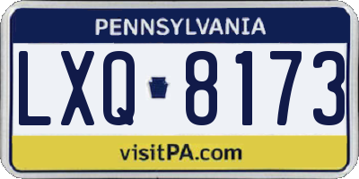 PA license plate LXQ8173