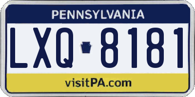 PA license plate LXQ8181
