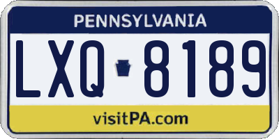 PA license plate LXQ8189