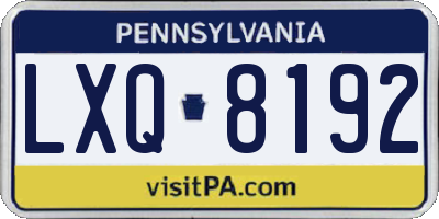 PA license plate LXQ8192