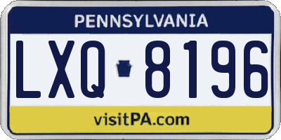 PA license plate LXQ8196