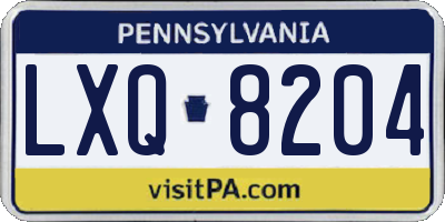PA license plate LXQ8204