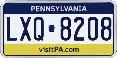 PA license plate LXQ8208