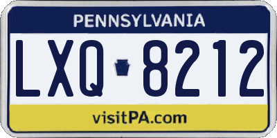 PA license plate LXQ8212