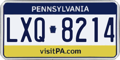 PA license plate LXQ8214