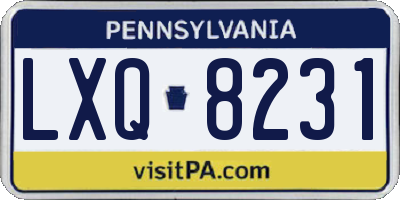 PA license plate LXQ8231