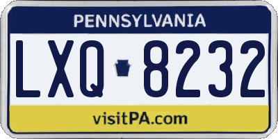 PA license plate LXQ8232