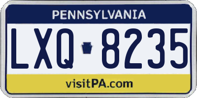 PA license plate LXQ8235