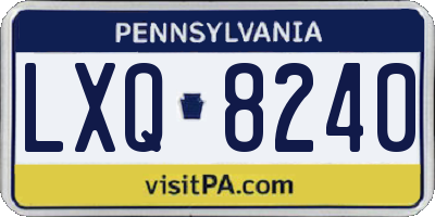 PA license plate LXQ8240