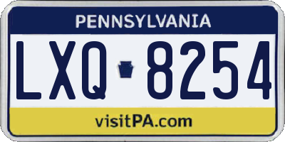 PA license plate LXQ8254