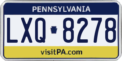 PA license plate LXQ8278