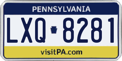 PA license plate LXQ8281