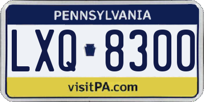 PA license plate LXQ8300