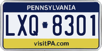 PA license plate LXQ8301