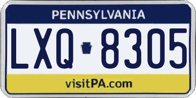 PA license plate LXQ8305