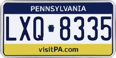 PA license plate LXQ8335