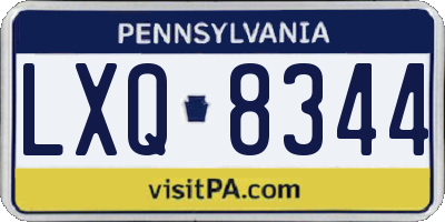 PA license plate LXQ8344