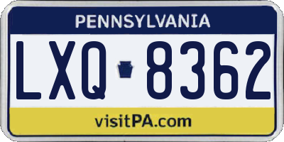PA license plate LXQ8362
