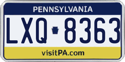 PA license plate LXQ8363