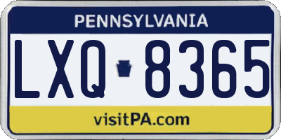 PA license plate LXQ8365