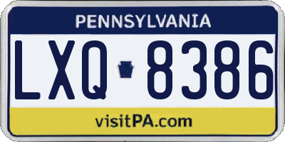 PA license plate LXQ8386