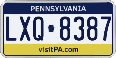 PA license plate LXQ8387