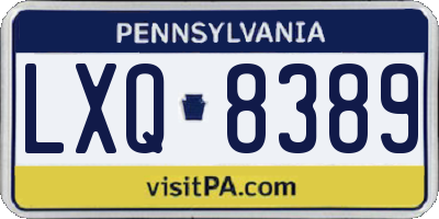 PA license plate LXQ8389