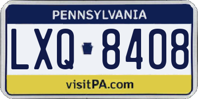 PA license plate LXQ8408