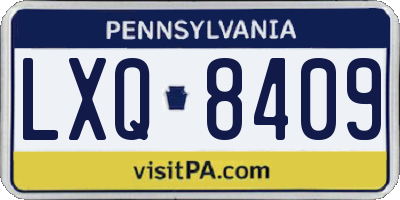 PA license plate LXQ8409