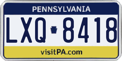 PA license plate LXQ8418