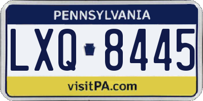 PA license plate LXQ8445