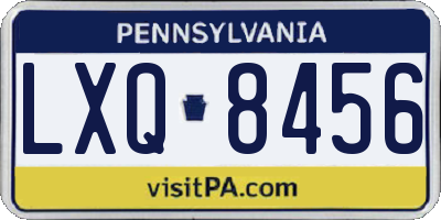 PA license plate LXQ8456