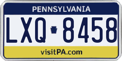 PA license plate LXQ8458