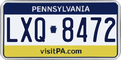 PA license plate LXQ8472