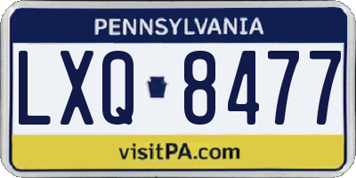 PA license plate LXQ8477