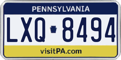 PA license plate LXQ8494