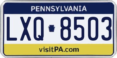 PA license plate LXQ8503