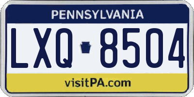 PA license plate LXQ8504